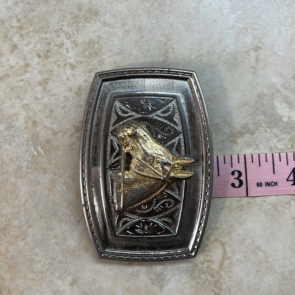 Horse Head Belt Buckle Cowboy Western Gold Silver Tone - Picture 8 of 9